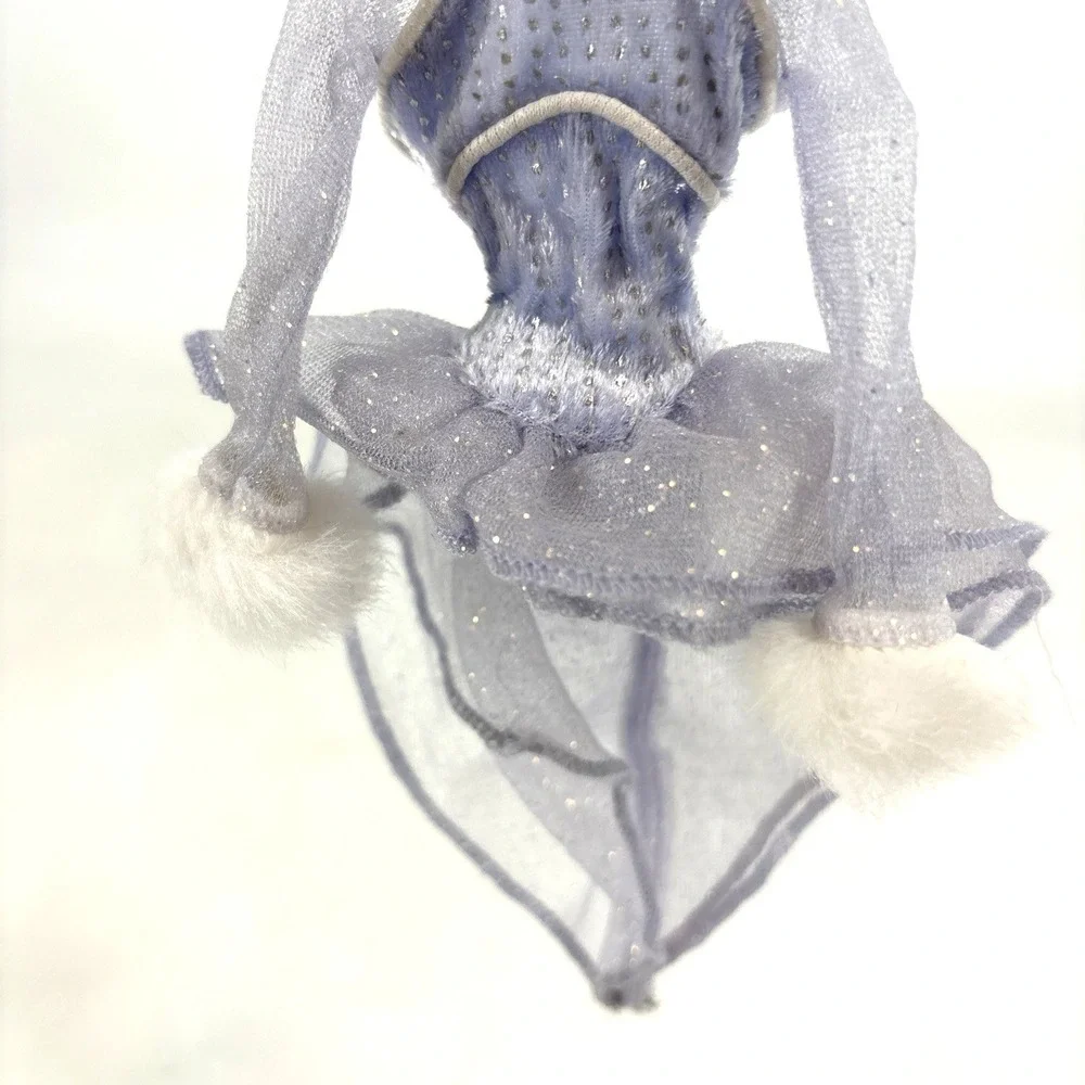 Barbie Doll Ice Skating Dress Shimmery Purple White Fleece Cuffs And Neckline